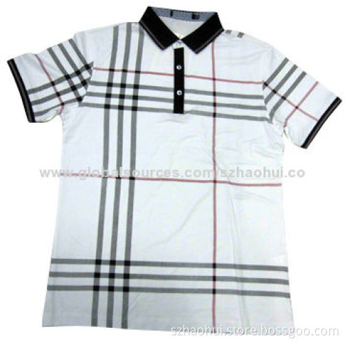 Custom men's printed strip polo shirt, made of 100% cotton, brands and designs can be customized